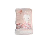 Protege carnet de santÃ Lapinou - Coton/Polyester - Fermeture zip - Rose - 15 x 26 cm