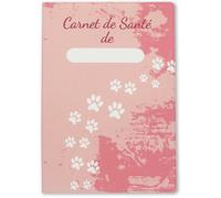 Protège Carnet de Santé Animaux - Chien & Chat - Fabriqué en France - Gomme Expansée - Modèle Empreinte rose