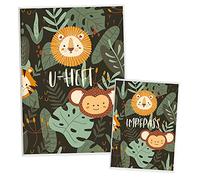 Protège-carnet de santé avec housse pour carnet de vaccination | Set de 3 pièces | Housse de qualité supérieure pour carnet d'examen et carnet de vaccination de votre enfant | Jungle