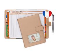 Protege carnet de sante bebe enfant personnalise avec STYLO | Couverture carnet | Pochette ordonnance et carte vitale | BONUS autocollants | Coffret cadeau naissance original
