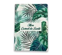 Protège Carnet de Santé Bébé Fille Garçon - Pochette Carnet de Santé - Fabriqué en France - Motifs Tropical Vert