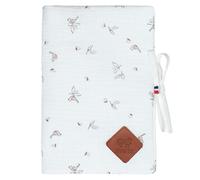Protège carnet de santé bébé en gaze de coton melody melody, blanc imprimé minimali TU