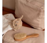 Trois Kilos Sept - Protège Carnet de Santé Bébé Beige - Coton Côtelé Mixte avec Rabats et Fermeture Zippée - 17,5x25,5 cm