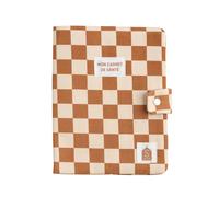 Protège Carnet De Santé Damier En Coton Ecru