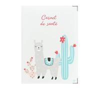 Protège carnet de santé ENFANT - PVC ""Lama cactus"" 22 x 16 cm - Protection documents médicaux - Fabriqué en France - Color Pop