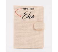 Protège Carnet de Santé Personnalisé Bébé - Prénom Personnalisable - Cadeau Naissance Original - Anniversaire, Noël, Toutes Occasions - Fabriqué en France - Beige