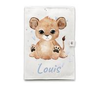 Protège carnet de santé personnalisé - Fermeture pratique à pression, Personnalisable avec texte et cœurs, Flanelle douce et résistante (Lion)