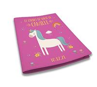 Protège carnet de santé personnalisé, idée cadeau personnalisable bébé, cadeau naissance original, Couverture Fuchsia Licorne Arc-En-Ciel - CL0013c