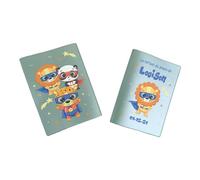 Protège carnet de santé personnalisé, idée cadeau personnalisable bébé, cadeau naissance original, Couverture Lion Super Héros - CL0009a (Nacré Kaki)