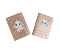 Protège carnet de santé personnalisé, idée cadeau personnalisable bébé, cadeau naissance original, Couverture carnet de santé Éléphant Coeur - CL0007b (Nacré Ambre)