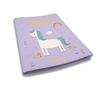 Protège carnet de santé personnalisé, idée cadeau personnalisable bébé, cadeau naissance original, Couverture Mauve Licorne Arc-En-Ciel - CL0013c