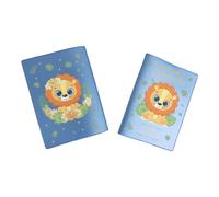 Protège carnet de santé personnalisé, idée cadeau personnalisable bébé, cadeau naissance original, Couverture Lion Jungle - CL0009b (Nacré Pétrole)
