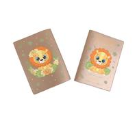 Protège carnet de santé personnalisé, idée cadeau personnalisable bébé, cadeau naissance original, Couverture Lion Jungle - CL0009b (Nacré Ambre)