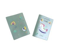 Protège carnet de santé personnalisé, idée cadeau personnalisable bébé, cadeau naissance original, Couverture Licorne Colorée - CL0013a (Nacré Kaki)