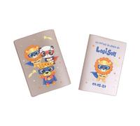 Protège carnet de santé personnalisé, idée cadeau personnalisable bébé, cadeau naissance original, Couverture Lion Super Héros - CL0009a (Nacré Rose)