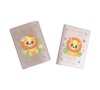 Protège carnet de santé personnalisé, idée cadeau personnalisable bébé, cadeau naissance original, Couverture Lion Jungle - CL0009b (Nacré Rose)