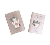 Protège carnet de santé personnalisé, idée cadeau personnalisable bébé, cadeau naissance original, Couverture Licorne Cœur - CL0013b (Nacré Rose)