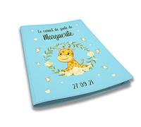 Protège carnet de santé personnalisé, idée cadeau personnalisable bébé, cadeau naissance original, Couverture carnet de santé Girafe - CL0011a (Bleu Ciel)