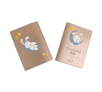 Protège carnet de santé personnalisé, idée cadeau personnalisable bébé, cadeau naissance original, Couverture Lapin Lune - CL0010b (Nacré Ambre)