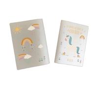 Protège carnet de santé personnalisé, idée cadeau personnalisable bébé, cadeau naissance original, Couverture Licorne Arc en Ciel - CL0013c (Nacré Perle)