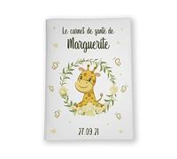 Protège carnet de santé personnalisé, idée cadeau personnalisable bébé, cadeau naissance original, Couverture carnet de santé Girafe - CL0011a (Blanc)