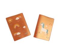 Protège carnet de santé personnalisé, idée cadeau personnalisable bébé, cadeau naissance original, Couverture Licorne Arc en Ciel - CL0013a (Nacré Orange)