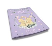 Protège carnet de santé personnalisé, idée cadeau personnalisable bébé, cadeau naissance original, Couverture Mauve Lapin Famille - CL0010c
