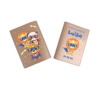 Protège carnet de santé personnalisé, idée cadeau personnalisable bébé, cadeau naissance original, Couverture Lion Super Héros - CL0009a (Nacré Ambre)