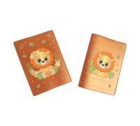 Protège carnet de santé personnalisé, idée cadeau personnalisable bébé, cadeau naissance original, Couverture Lion Jungle - CL0009b (Nacré Orange)