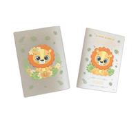 Protège carnet de santé personnalisé, idée cadeau personnalisable bébé, cadeau naissance original, Couverture Lion Jungle - CL0009b (Nacré Perle)