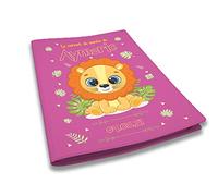Protège carnet de santé personnalisé, idée cadeau personnalisable bébé, cadeau naissance original, Couverture Fuchsia Lion Jungle - CL0009b