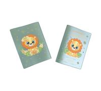 Protège carnet de santé personnalisé, idée cadeau personnalisable bébé, cadeau naissance original, Couverture Lion Jungle - CL0009b (Nacré Kaki)