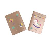 Protège carnet de santé personnalisé, idée cadeau personnalisable bébé, cadeau naissance original, Couverture Licorne Colorée - CL0013a (Nacré Ambre)