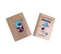 Protège carnet de santé personnalisé, idée cadeau personnalisable bébé, cadeau naissance original, Housse carnet de santé Astronaute - CL0049a (Nacré Ambre)