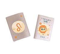 Protège carnet de santé personnalisé, idée cadeau personnalisable bébé, cadeau naissance original, Housse carnet de santé Signe Lion - CL0019e (Nacré Rose)
