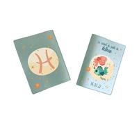 Protège carnet de santé personnalisé, idée cadeau personnalisable bébé, cadeau naissance original, Housse carnet de santé Signe Astrologique Poisson - CL0019l (Nacré Kaki)