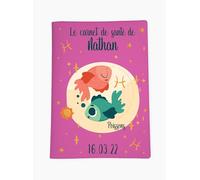 Protège carnet de santé personnalisé, idée cadeau personnalisable bébé, cadeau naissance original, Housse carnet de santé Signe Astrologique Poisson - CL0019l (Fuchsia)