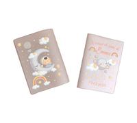 Protège carnet de santé personnalisé, idée cadeau personnalisable bébé, cadeau naissance original, Housse carnet de santé Bébé Lune - CL0003c (Nacré Rose)