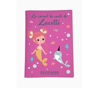 Protège carnet de santé personnalisé, idée cadeau personnalisable bébé, cadeau naissance original, Housse carnet de santé Sirène - Plusieurs couleurs disponibles - CL0036a (Fuchsia)
