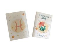Protège carnet de santé personnalisé, idée cadeau personnalisable bébé, cadeau naissance original, Housse carnet de santé Signe Astrologique Poisson - CL0019l (Nacré Perle)