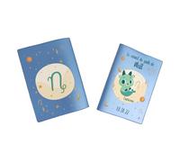 Protège carnet de santé personnalisé, idée cadeau personnalisable bébé, cadeau naissance original, Housse carnet de santé Signe Capricorne - CL0019j (Nacré Pétrole)
