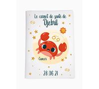 Protège carnet de santé personnalisé, idée cadeau personnalisable bébé, cadeau naissance original, Housse carnet de santé Signe Cancer - CL0019d