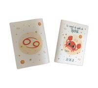 Protège carnet de santé personnalisé, idée cadeau personnalisable bébé, cadeau naissance original, Housse carnet de santé Signe Cancer - CL0019d (Nacré Perle)