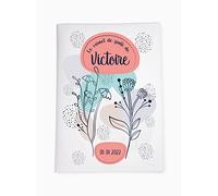 Protège carnet de santé personnalisé, idée cadeau personnalisable bébé, cadeau naissance original, Housse carnet de santé Fleurs - CL0056a (Blanc)