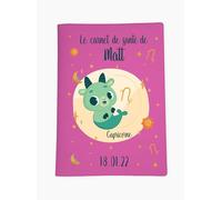 Protège carnet de santé personnalisé, idée cadeau personnalisable bébé, cadeau naissance original, Housse carnet de santé Signe Capricorne - CL0019j (Fuchsia)