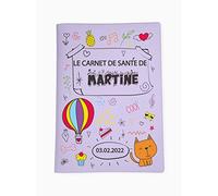Protège carnet de santé personnalisé, idée cadeau personnalisable bébé, cadeau naissance original, Housse carnet de santé Mauve Dessins - CL0031b