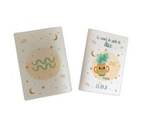 Protège carnet de santé personnalisé, idée cadeau personnalisable bébé, cadeau naissance original, Housse carnet de santé Signe Verseau - CL0019k (Nacré Perle)