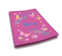 Protège carnet de santé personnalisé, idée cadeau personnalisable bébé, cadeau naissance original, Housse carnet de santé Papillons aquarelle - LC0001b (Fuchsia)