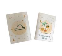 Protège carnet de santé personnalisé, idée cadeau personnalisable bébé, cadeau naissance original, Housse carnet de santé Signe Balance - CL0019g (Nacré Perle)