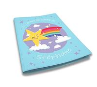 Protège carnet de santé personnalisé, idée cadeau personnalisable bébé, cadeau naissance original, Housse carnet de santé Etoile Filante Bleu Ciel - CL0002a